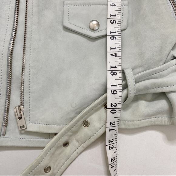 IRO Guape Lamb Leather Suede Biker Moto Jacket in Light Blue Size 36/US 4 - Picture 13 of 13